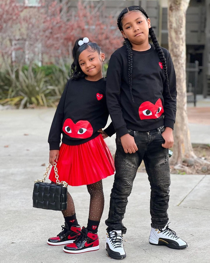 Play Big Heart Sweater (Black/Red)