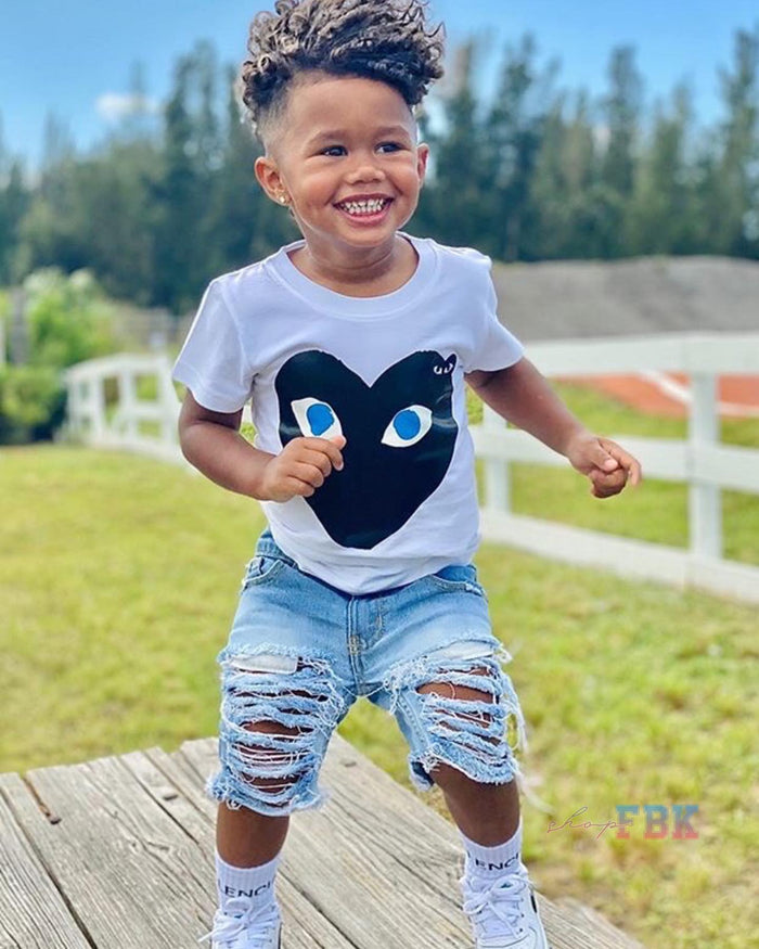 Play Big Heart T-Shirt (White/Blue)